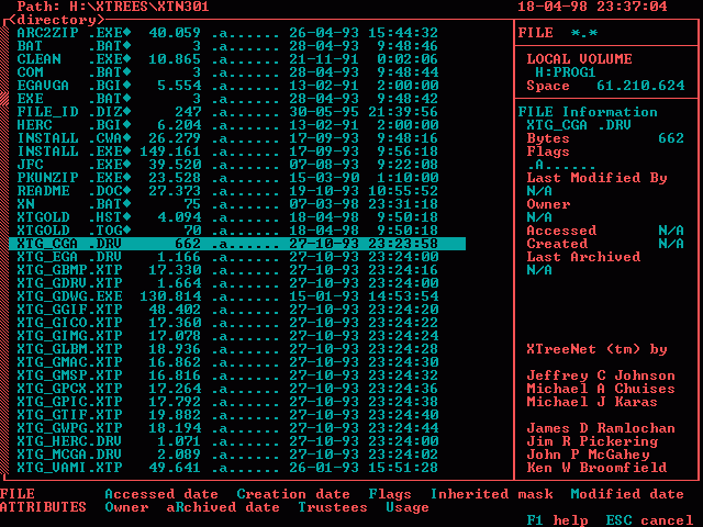 Screenshot of NetWare version NetWare 1.0